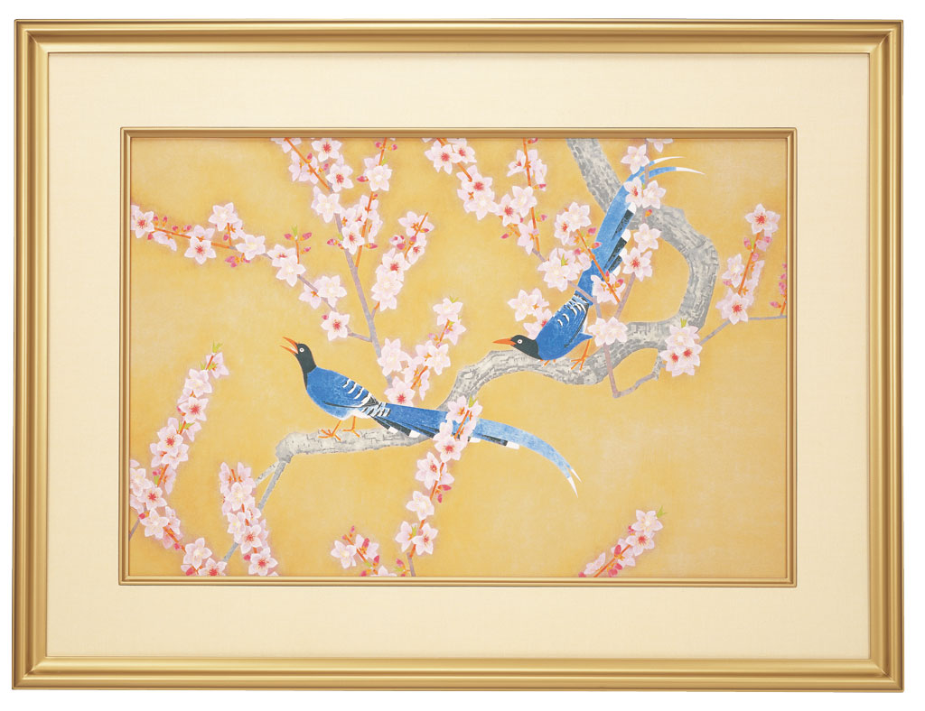 【HOT安い】オススメ作品! 　　文化勲章受章画家： 上村松篁　版画　「双鳩」　E.A/150 石版画、リトグラフ