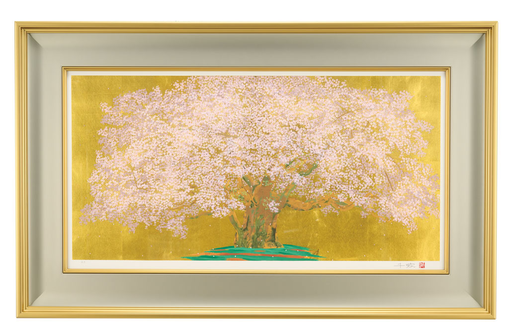 中島千波「三春の瀧桜」2001年 - 版画