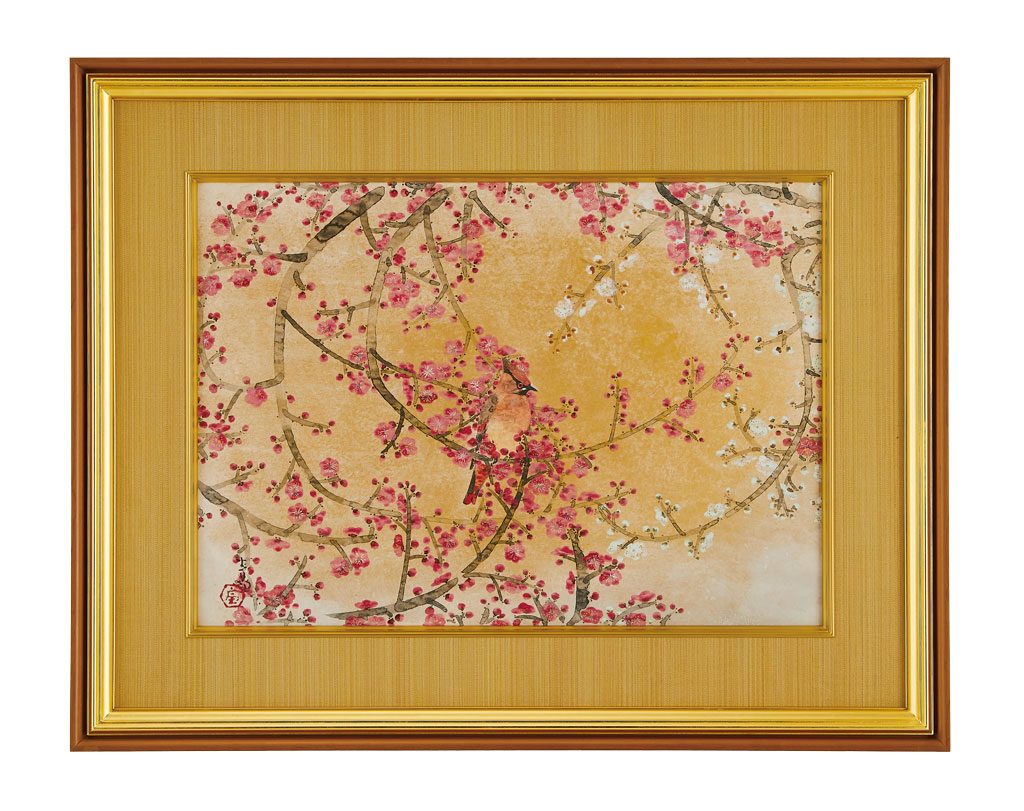 信頼 絵画 額装 高品質工芸画 前田青邨 「紅白梅」共同印刷（株）美術